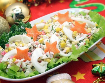 Салат с крабовыми палочками и кукурузой